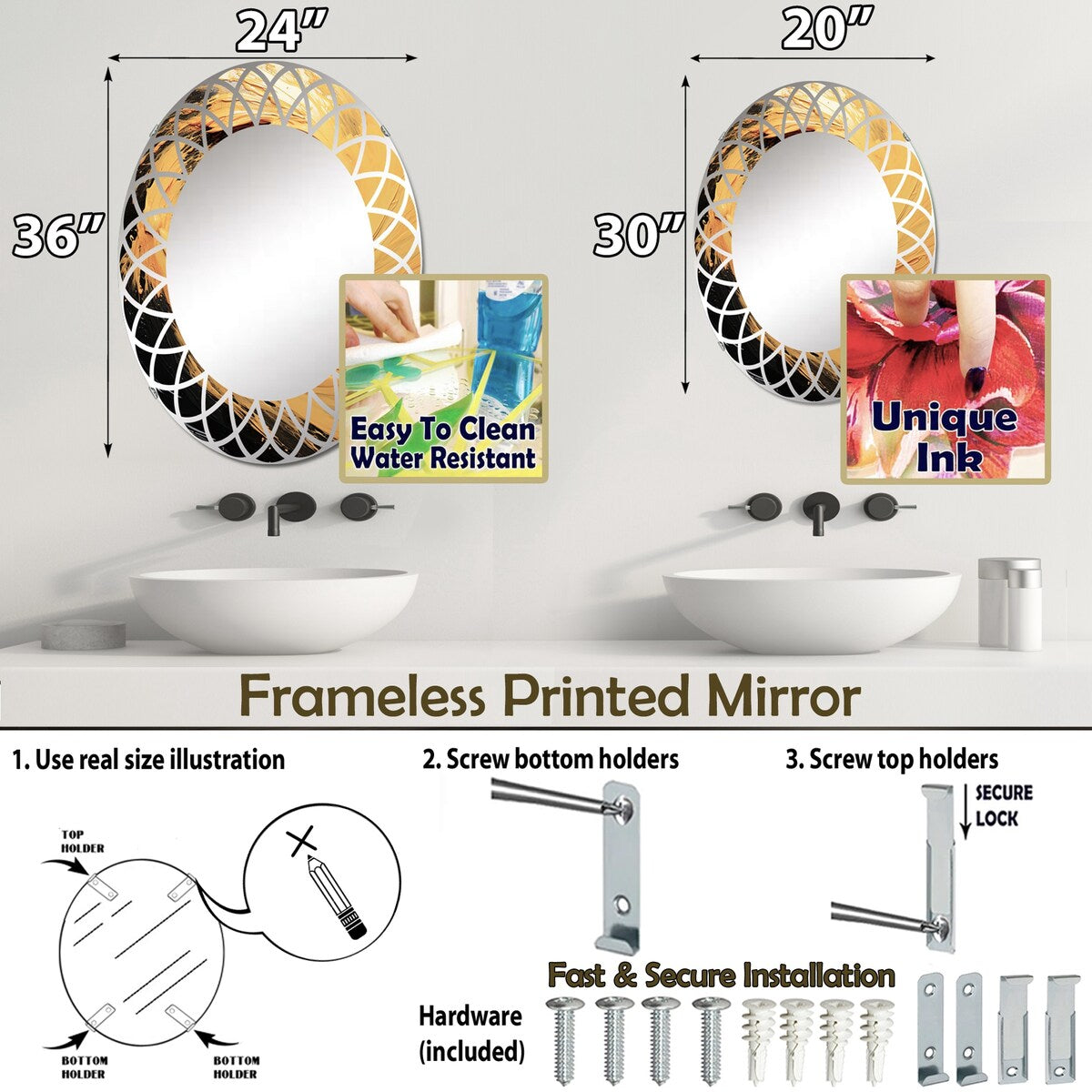 Designart "Yellow Whirling Winds II" Landscapes Modern Wall Mirror