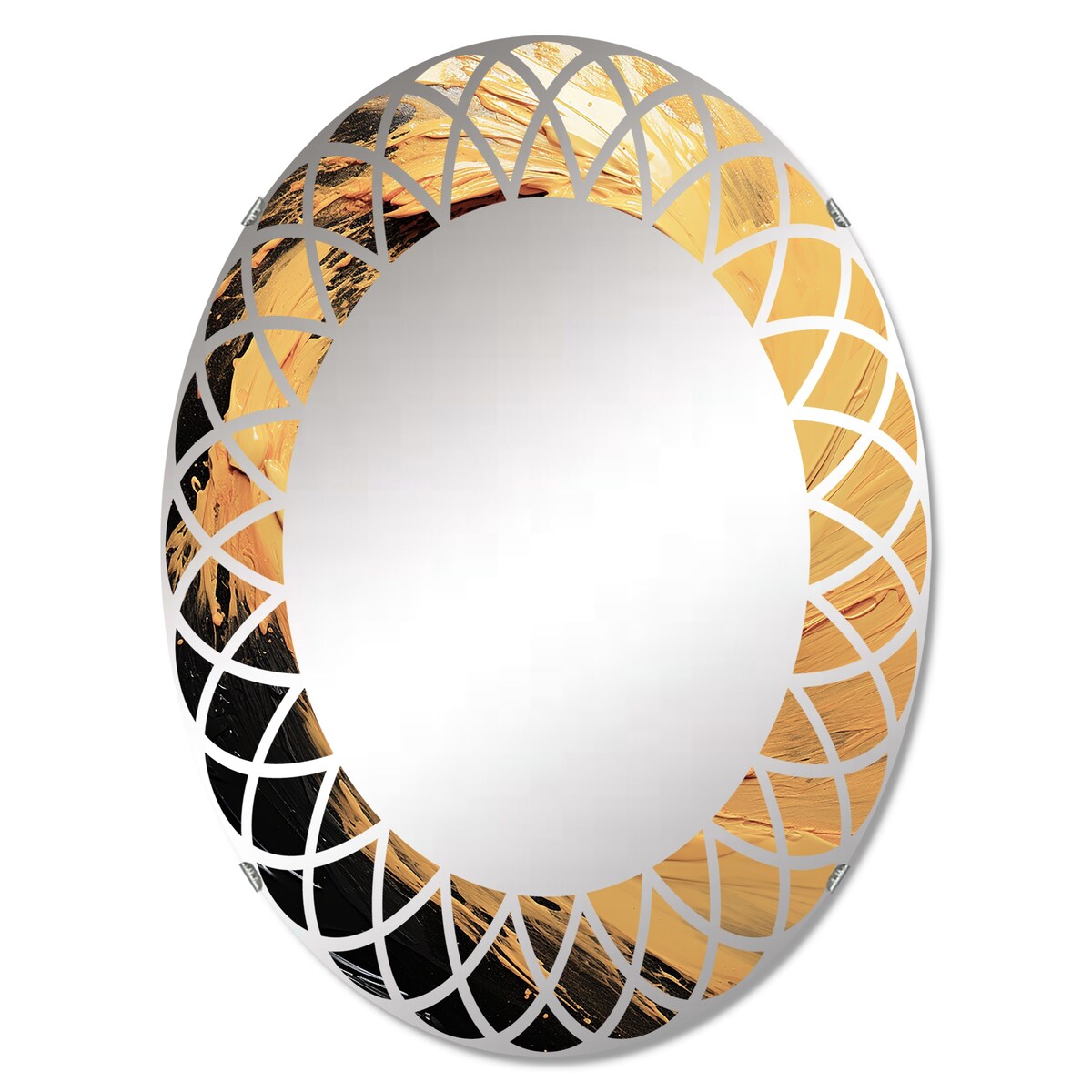 Designart "Yellow Whirling Winds II" Landscapes Modern Wall Mirror
