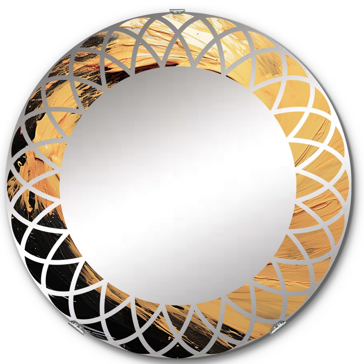 Designart "Yellow Whirling Winds II" Landscapes Modern Wall Mirror