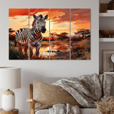 Designart "Zebra Walking In Africa I" Animals Multipanel Canvas Art Print set