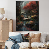 Designart "Zen Asian Garden With Steam Ii" Japon Landscape Canvas Wall Art