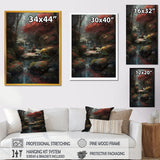 Designart "Zen Asian Garden With Steam Ii" Japon Landscape Canvas Wall Art