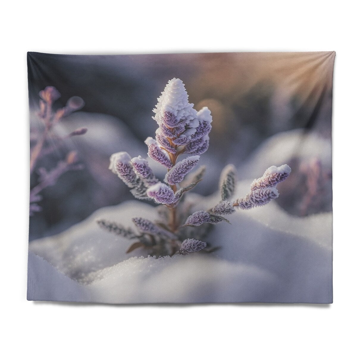 Designart 'A Blooming Purple Lavender Flower In Winter I' Floral Rose Wall Tapestry