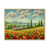 Designart "Beautiful Landscape With Poppies Flowers In Italy" Traditional Framed Canvas Wall Art Print