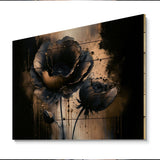 Designart 'Black And Gold Popy Flowers I' Floral Poppy Wood Wall Art - Natural Pine Wood