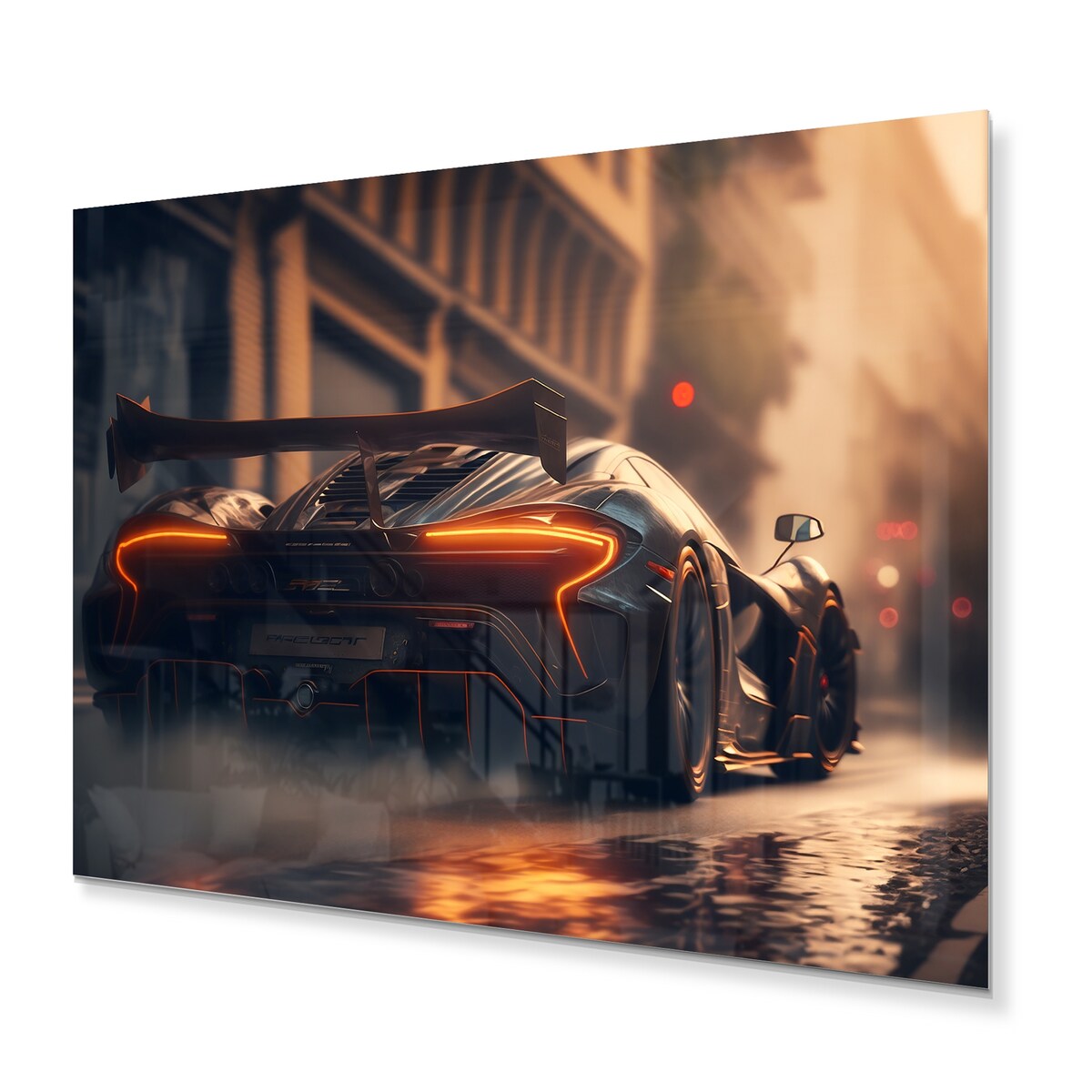 Designart 'Black McClaren Sports Car Racing In Italian Street II' Cars Race Car Metal Wall Art