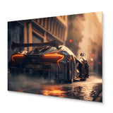 Designart 'Black McClaren Sports Car Racing In Italian Street II' Cars Race Car Metal Wall Art