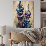Designart 'Blue And Purple Delphinium'Floral Delphinium Wood Wall Art - Natural Pine Wood
