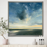 Designart "Blue Coastal Sunrise" Landscape & Nature Framed Art Print