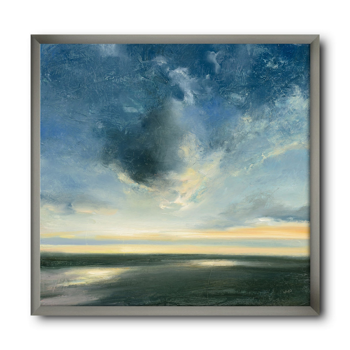 Designart "Blue Coastal Sunrise" Landscape & Nature Framed Art Print