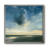 Designart "Blue Coastal Sunrise" Landscape & Nature Framed Art Print