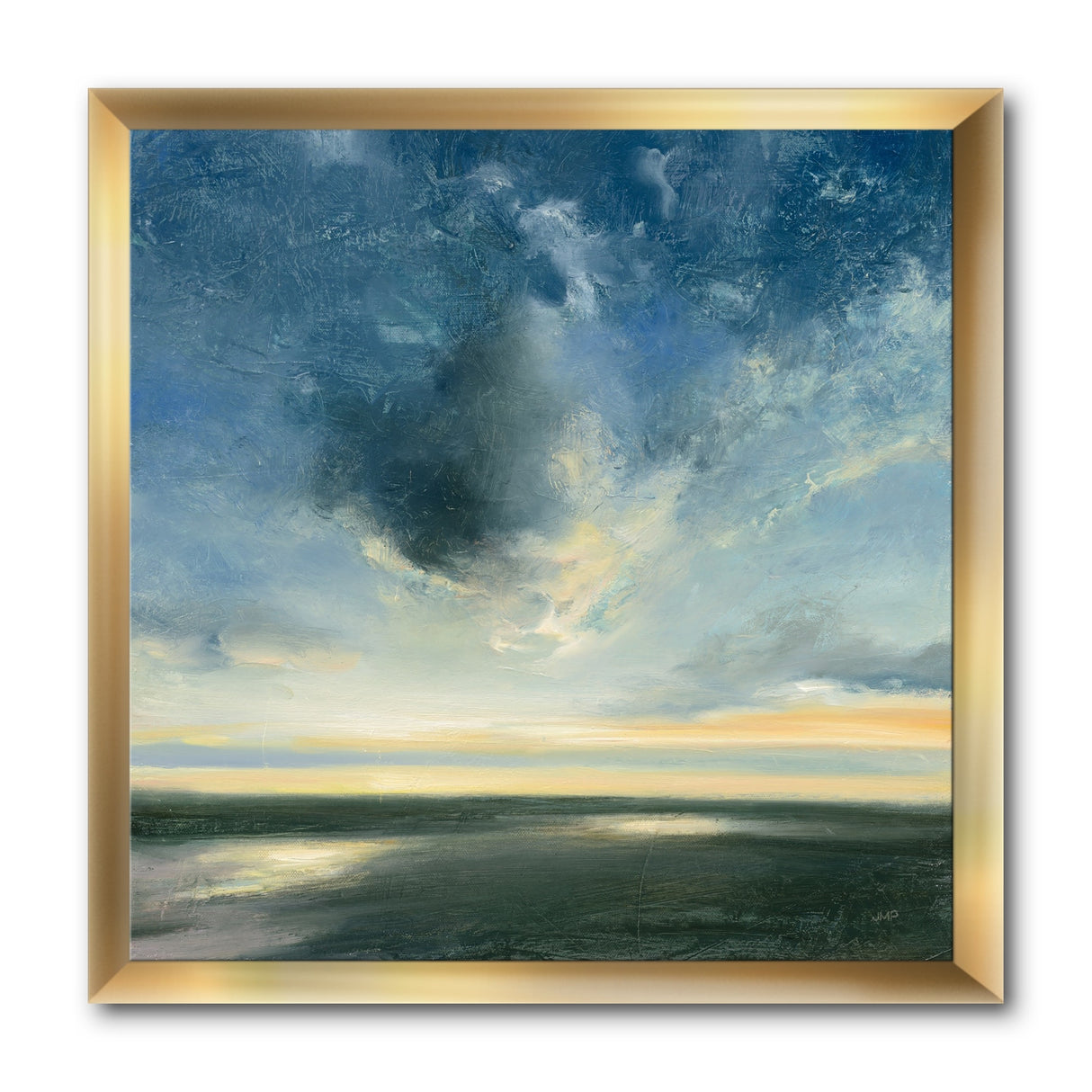 Designart "Blue Coastal Sunrise" Landscape & Nature Framed Art Print