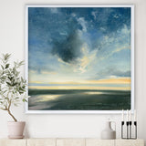 Designart "Blue Coastal Sunrise" Landscape & Nature Framed Art Print