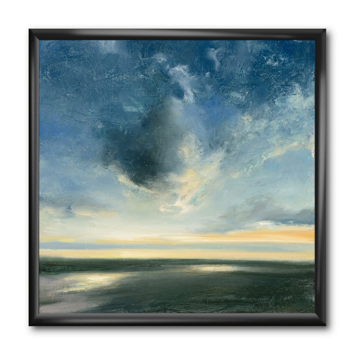 Designart "Blue Coastal Sunrise" Landscape & Nature Framed Art Print
