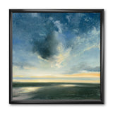 Designart "Blue Coastal Sunrise" Landscape & Nature Framed Art Print