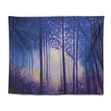 Designart 'Blue Watercolor Trees At Dawn' Landscape Forest Wall Tapestry