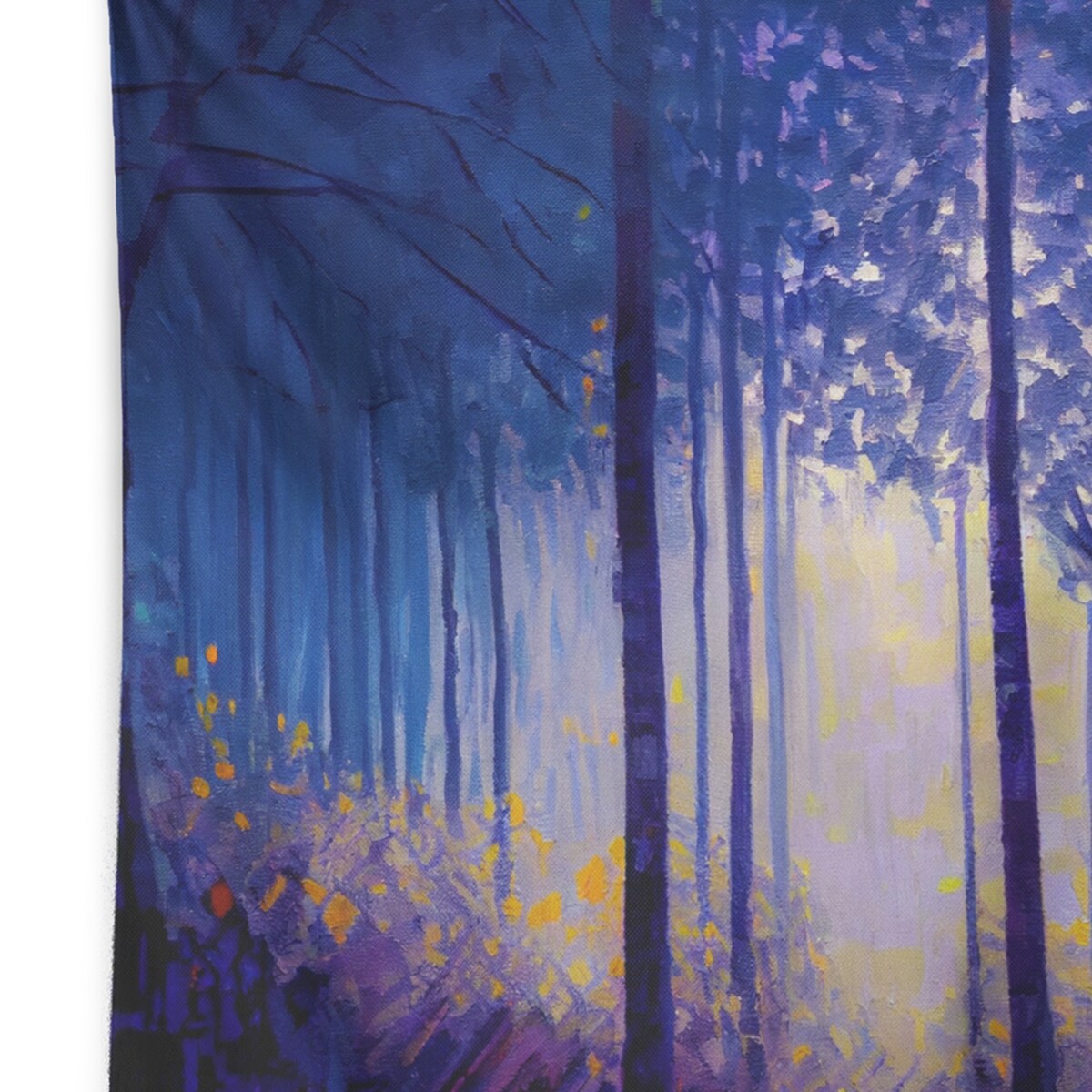 Designart 'Blue Watercolor Trees At Dawn' Landscape Forest Wall Tapestry