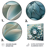 Designart 'Blue,White Dahlia Flowers I' Floral Dahlia Metal Wall Art