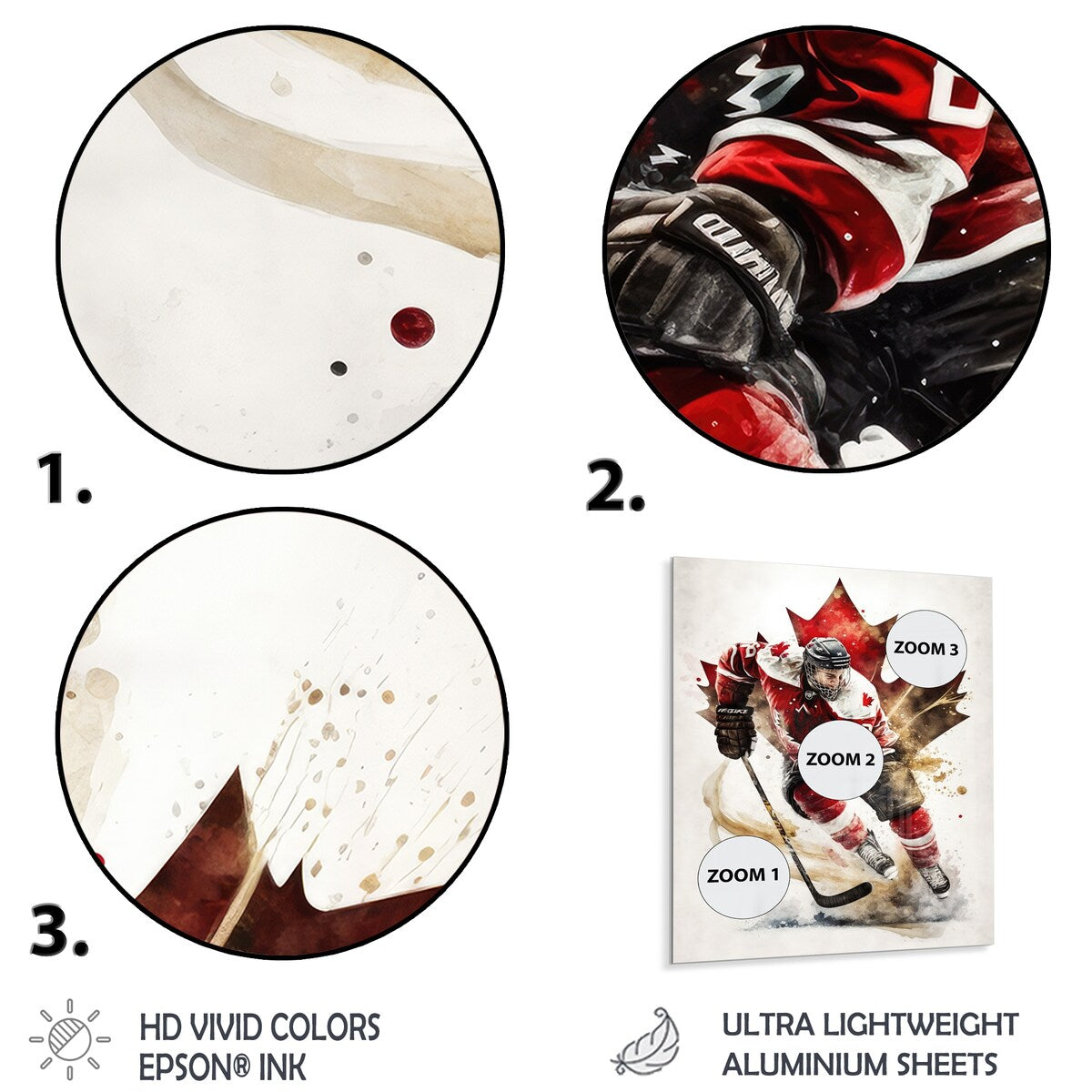 Designart 'Canadian Hockey Player In Action I' Sport Hockey Metal Wall Art