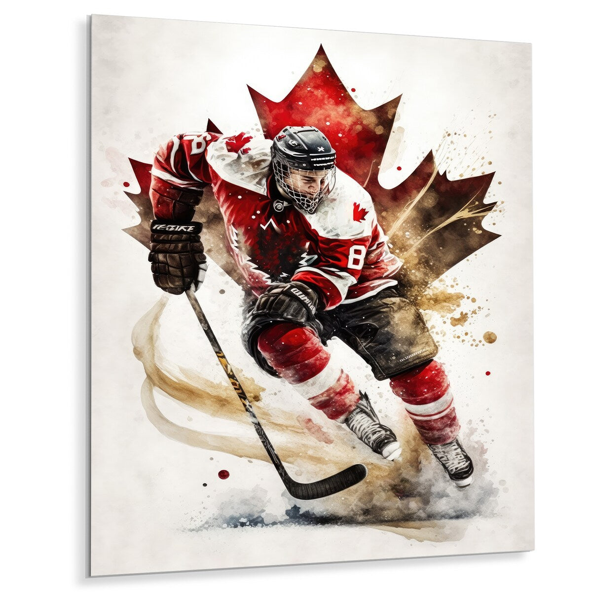 Designart 'Canadian Hockey Player In Action I' Sport Hockey Metal Wall Art