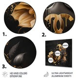 Designart 'Chic Black And Gold Perfume Bottle VII' Fashion Perfume Metal Wall Art