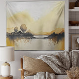 Designart 'Countryroad During Golden Hour I' Lake House Cottage Wall Tapestry