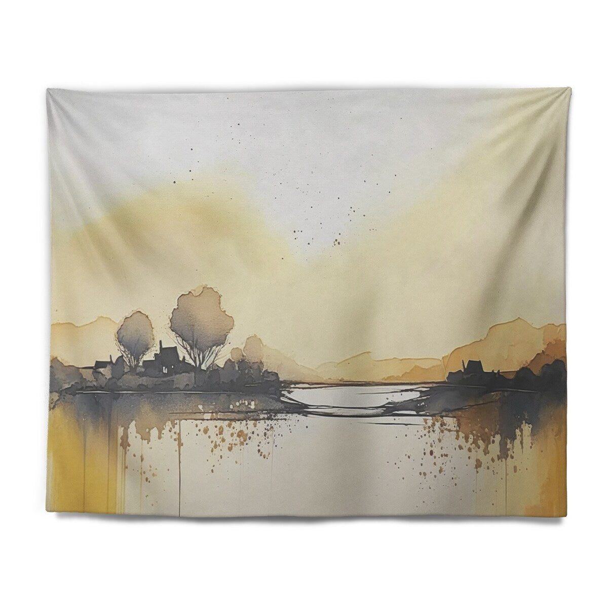 Designart 'Countryroad During Golden Hour I' Lake House Cottage Wall Tapestry