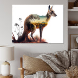 Designart 'Double Exposure Of A Kangaroo With Australian Landscape ' Animals Kangaroo Double Exposure Metal Wall Art