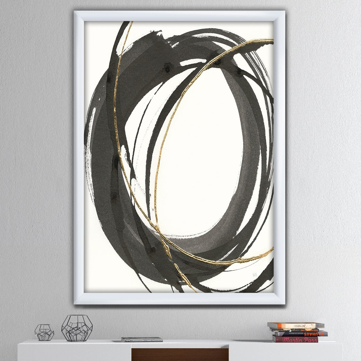 Designart "Gold Glamour Circle IV" Posh & Luxe Framed Art Print