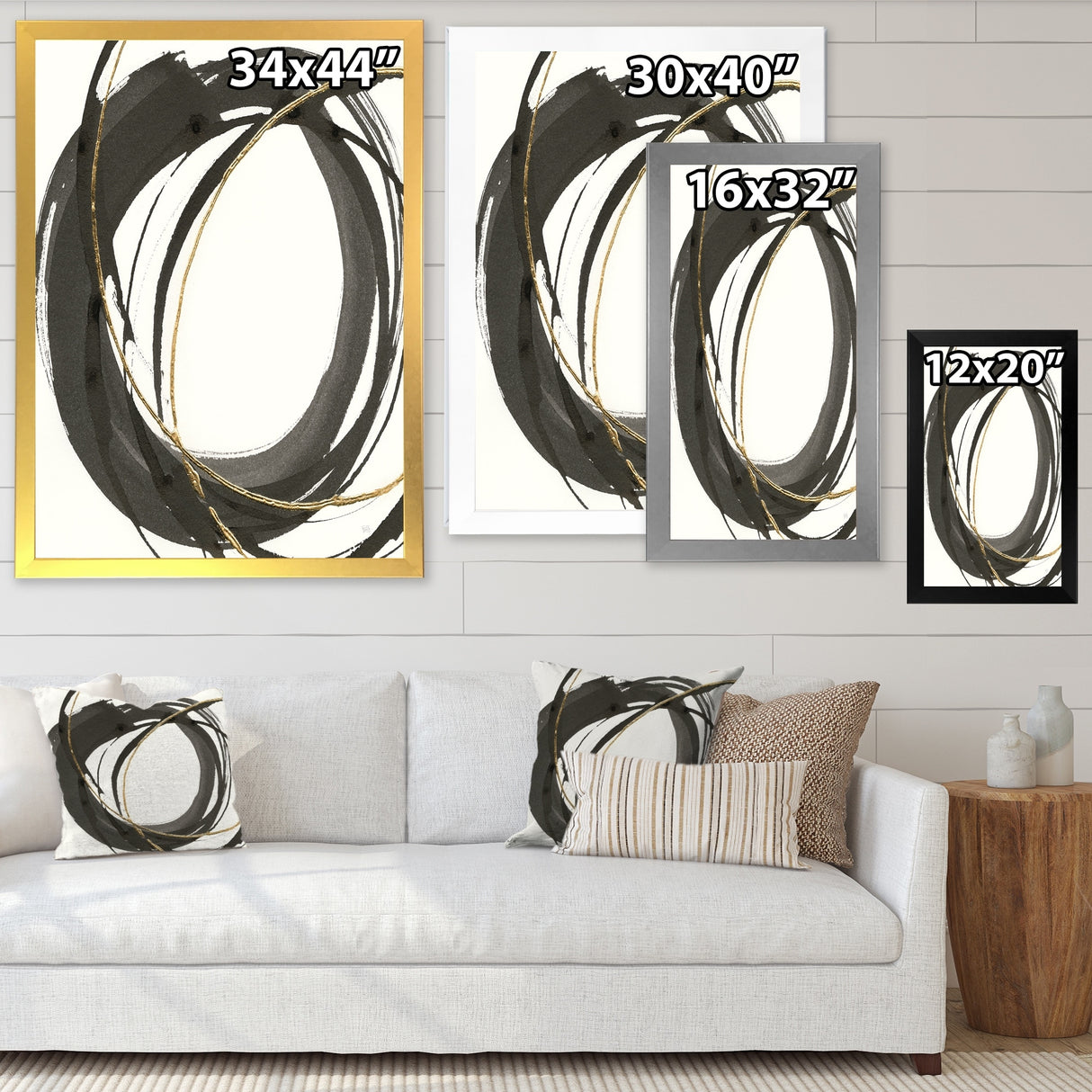 Designart "Gold Glamour Circle IV" Posh & Luxe Framed Art Print