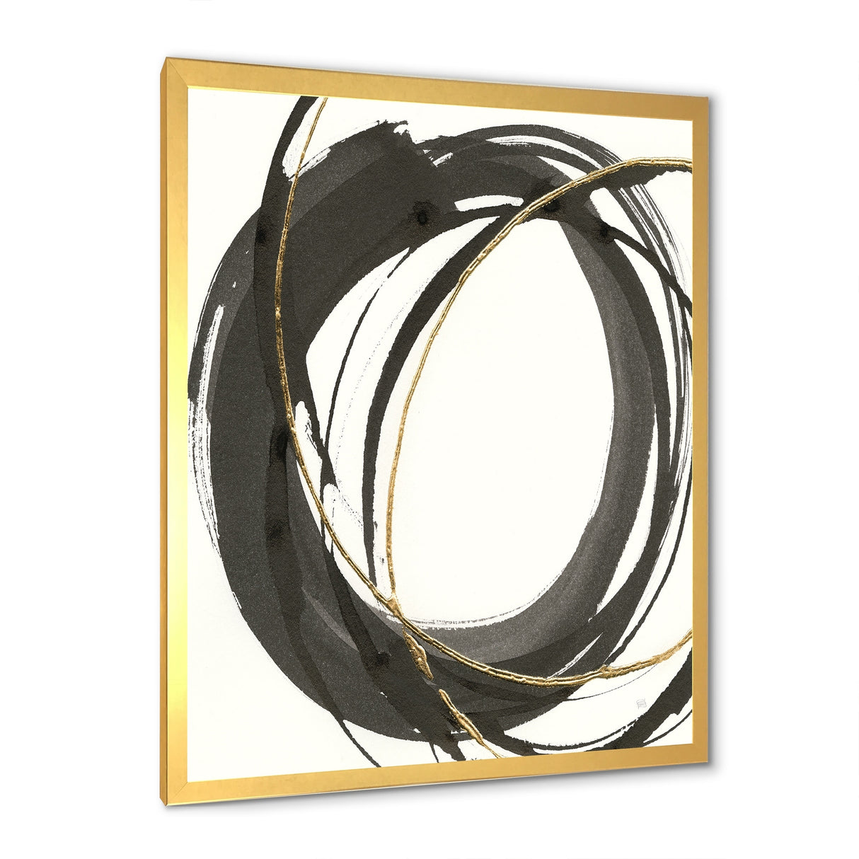 Designart "Gold Glamour Circle IV" Posh & Luxe Framed Art Print