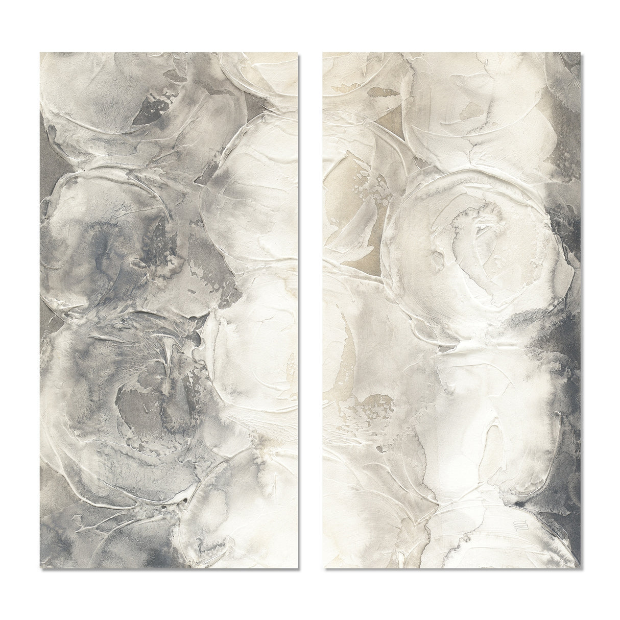 Designart "Gray Circles I" Modern & Contemporary Canvas Wall Art Print 2 Piece Set