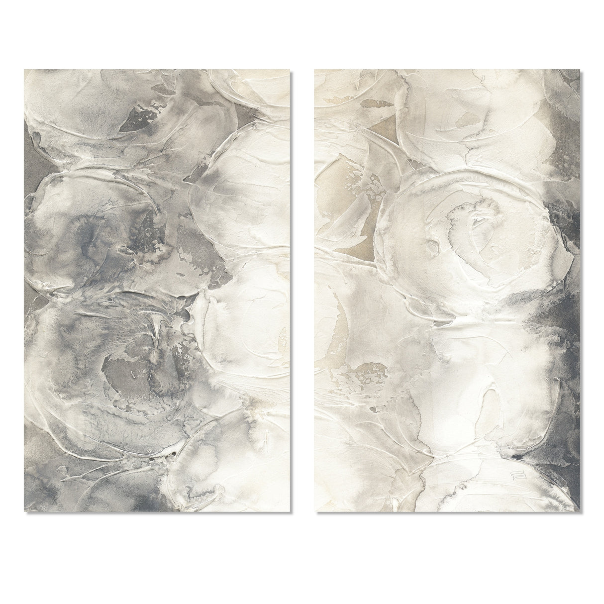 Designart "Gray Circles I" Modern & Contemporary Canvas Wall Art Print 2 Piece Set