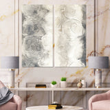 Designart "Gray Circles I" Modern & Contemporary Canvas Wall Art Print 2 Piece Set