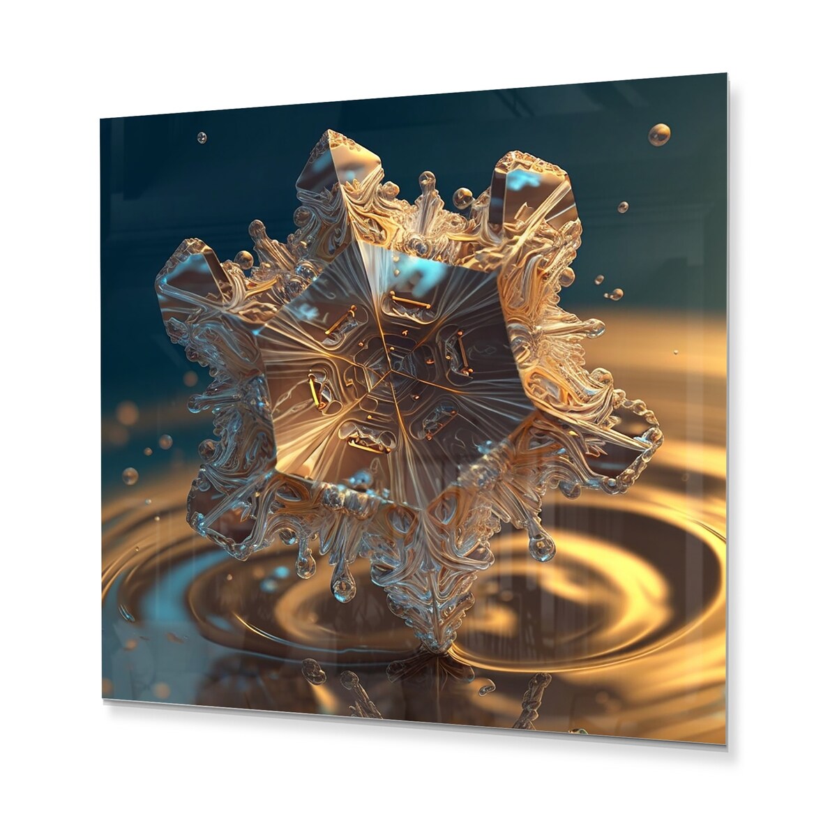 Designart 'Harmony Water Crystal V' Modern Geometric Metal Wall Art