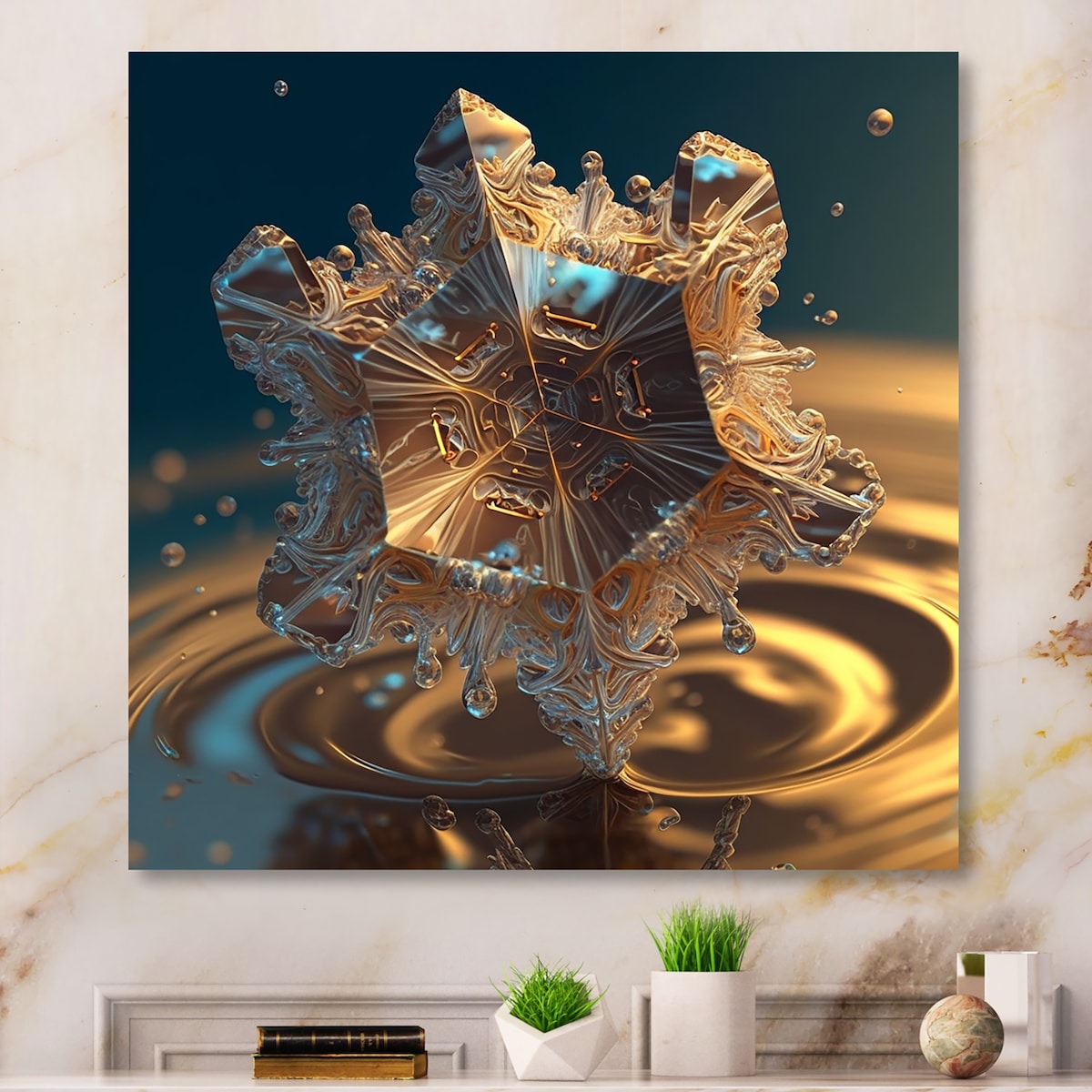 Designart 'Harmony Water Crystal V' Modern Geometric Metal Wall Art