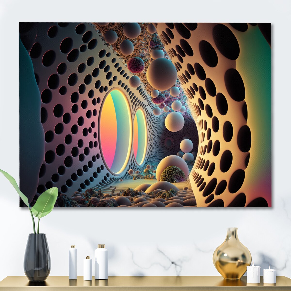 Designart 'In Between Dimensions' Modern Geometric Metal Wall Art