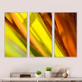 Designart "Light Green And Orange Sunshine" Modern Framed Art Set of 3 - 4 Colors of Frames