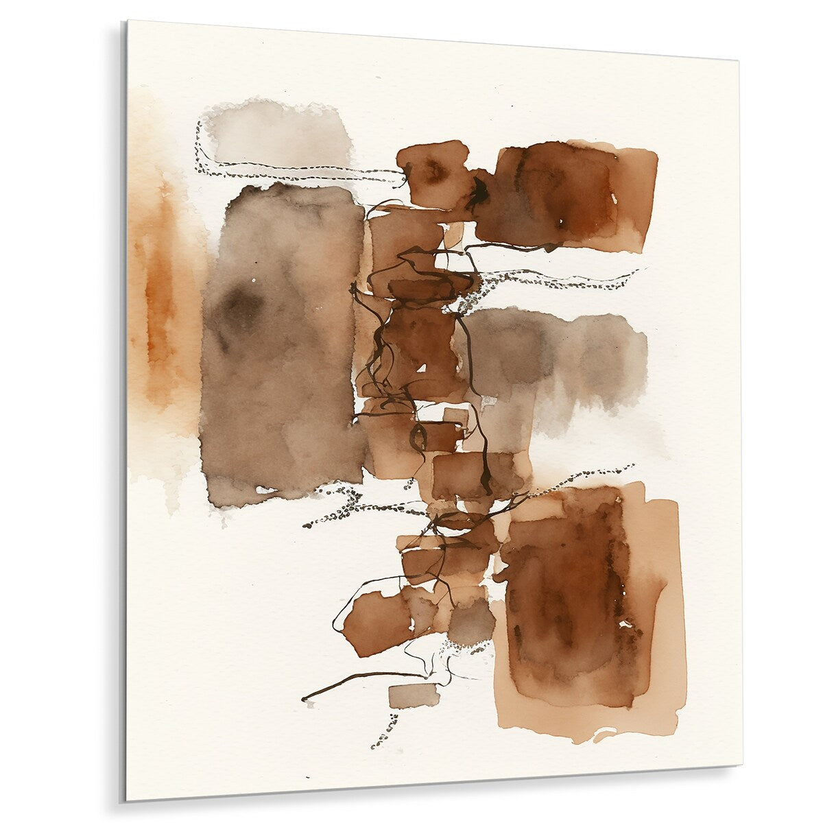 Designart 'Liquid Earth Tones II' Abstract Liquid Ink Metal Wall Art