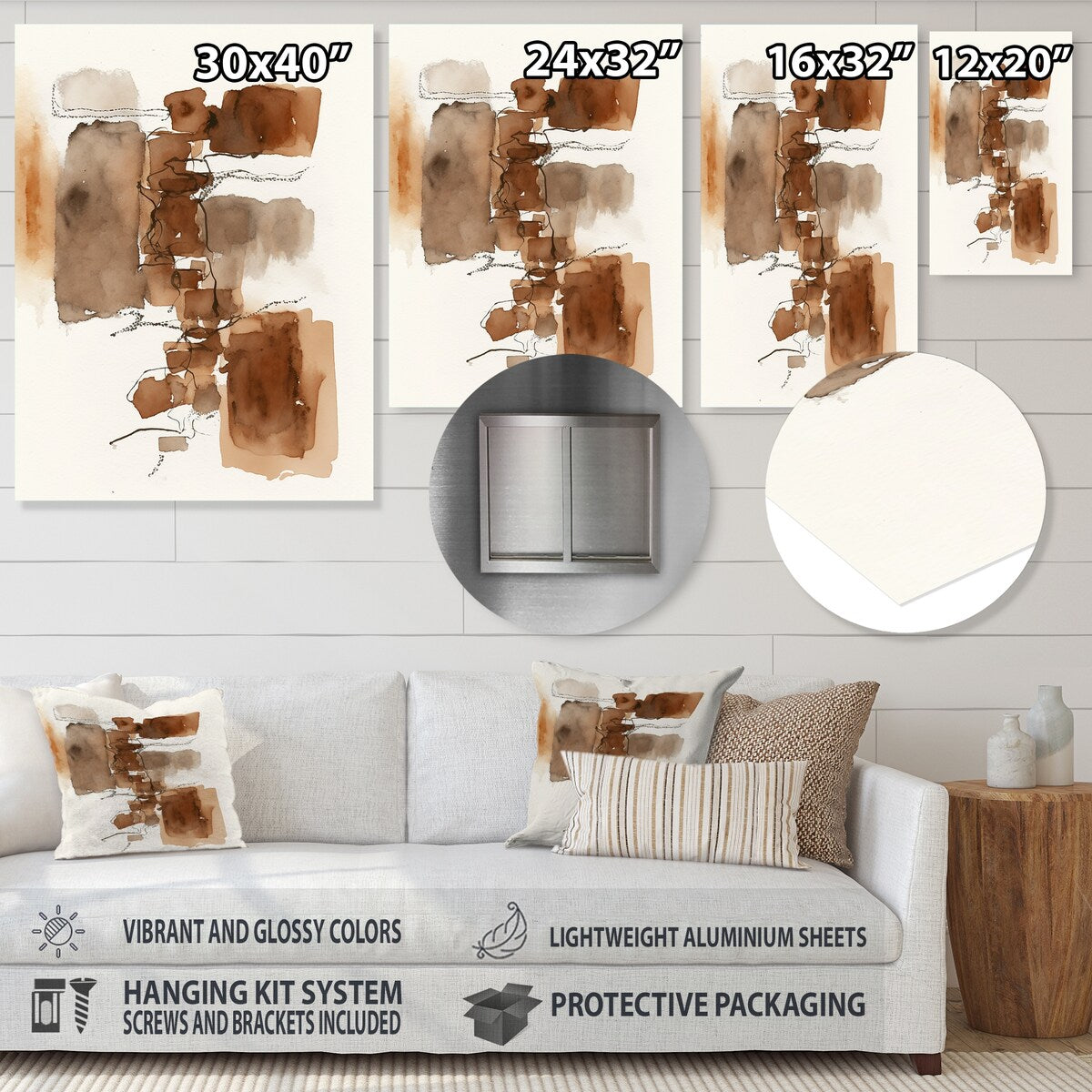 Designart 'Liquid Earth Tones II' Abstract Liquid Ink Metal Wall Art