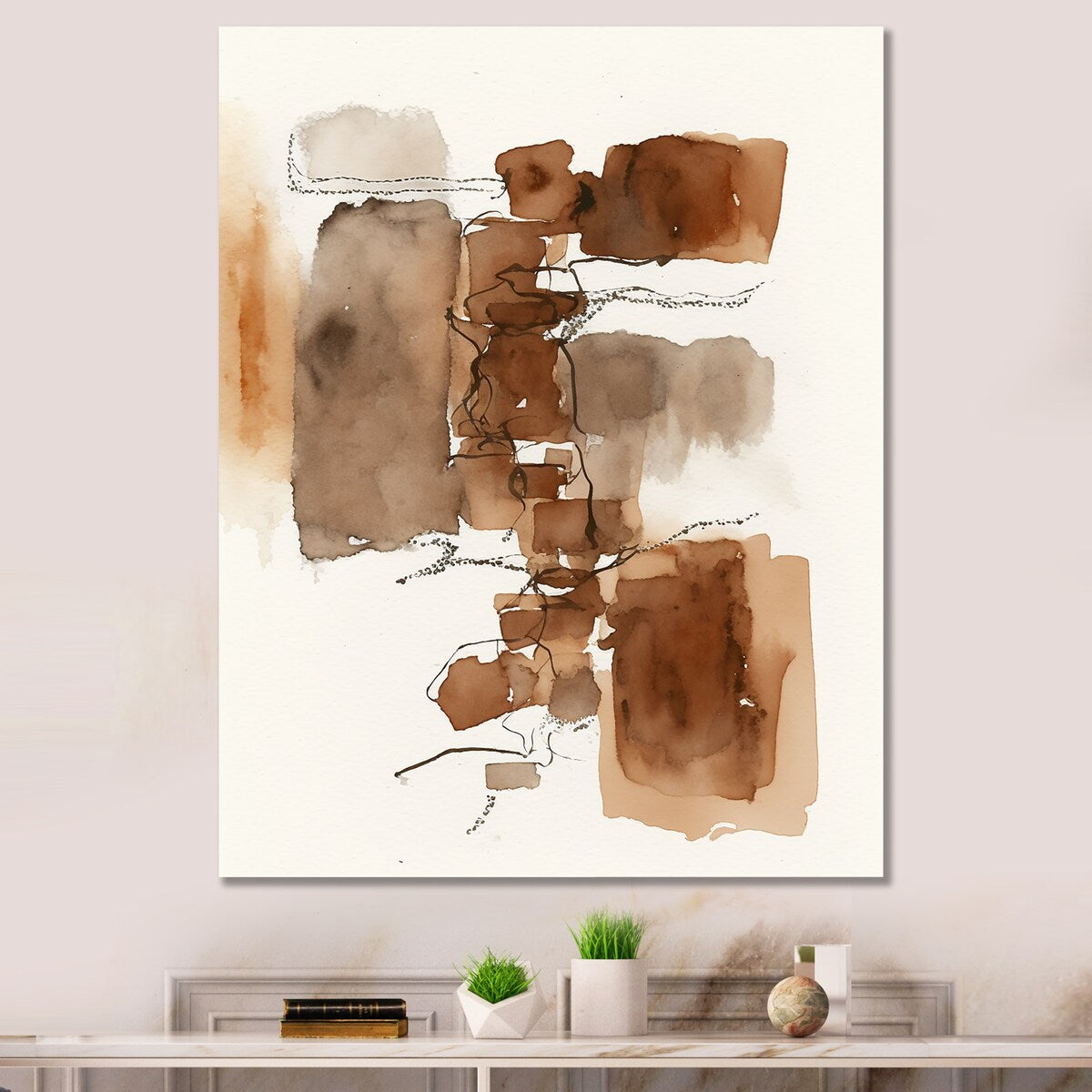 Designart 'Liquid Earth Tones II' Abstract Liquid Ink Metal Wall Art