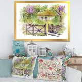 Designart "Painting of Rustic Cottage In The Woods" Traditional Framed Art Print