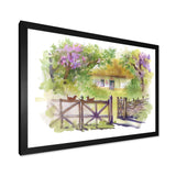Designart "Painting of Rustic Cottage In The Woods" Traditional Framed Art Print