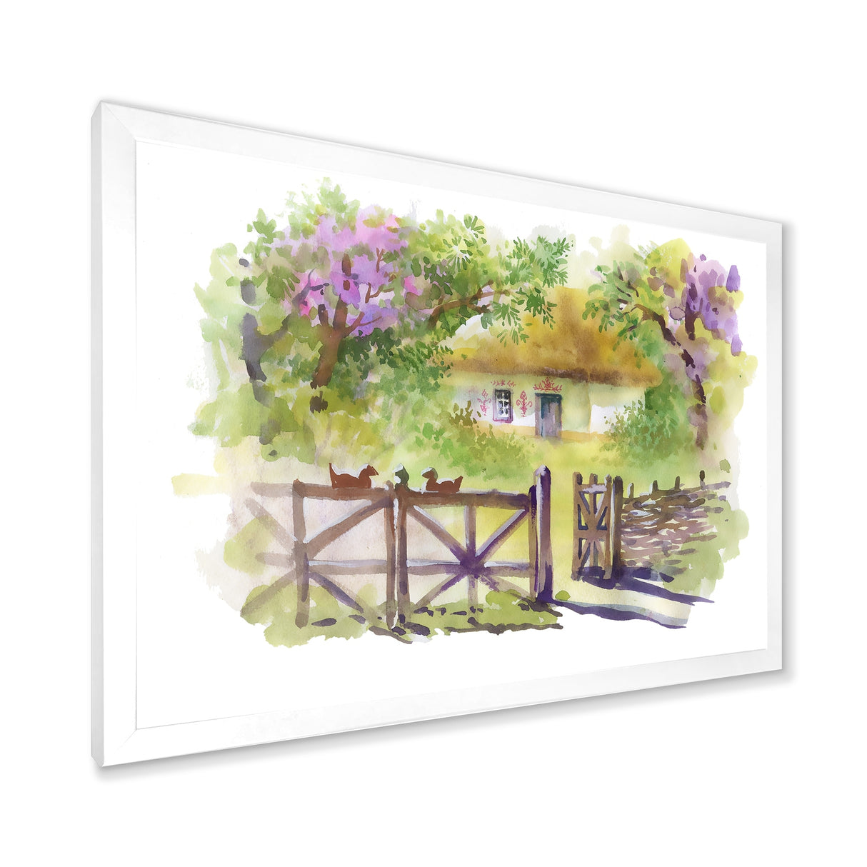 Designart "Painting of Rustic Cottage In The Woods" Traditional Framed Art Print