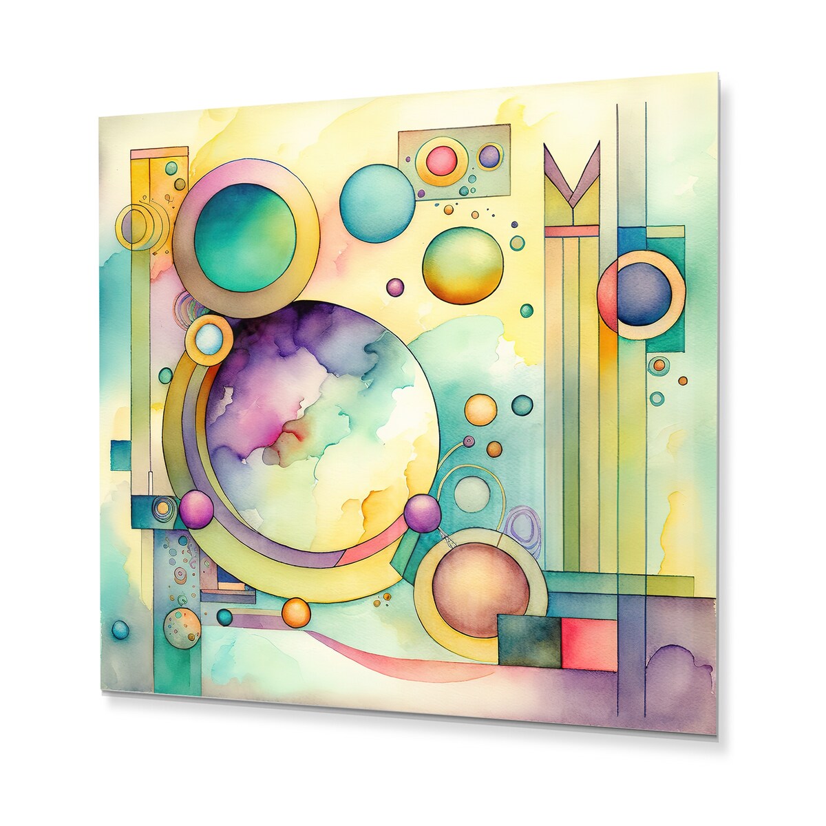 Designart 'Pastel Watercolor Art Deco I' Modern Geometric Metal Wall Art