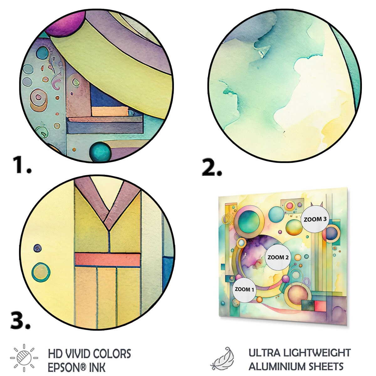Designart 'Pastel Watercolor Art Deco I' Modern Geometric Metal Wall Art
