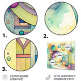 Designart 'Pastel Watercolor Art Deco I' Modern Geometric Metal Wall Art