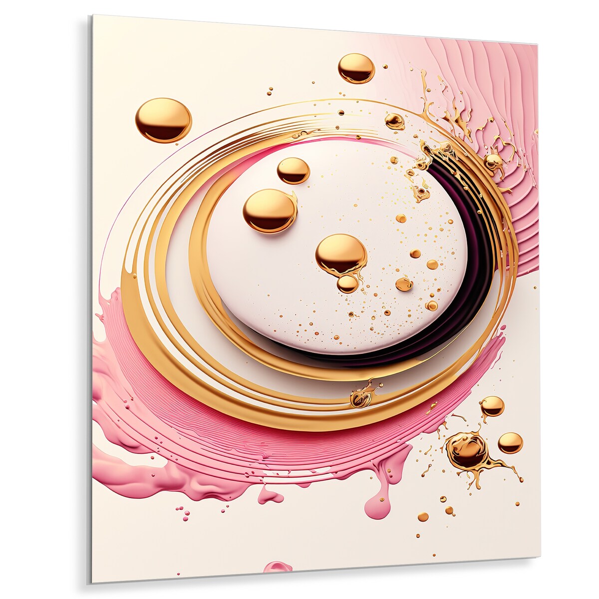 Designart 'Pink Watercolor Circular Abstract IV' Modern Spiral Metal Wall Art