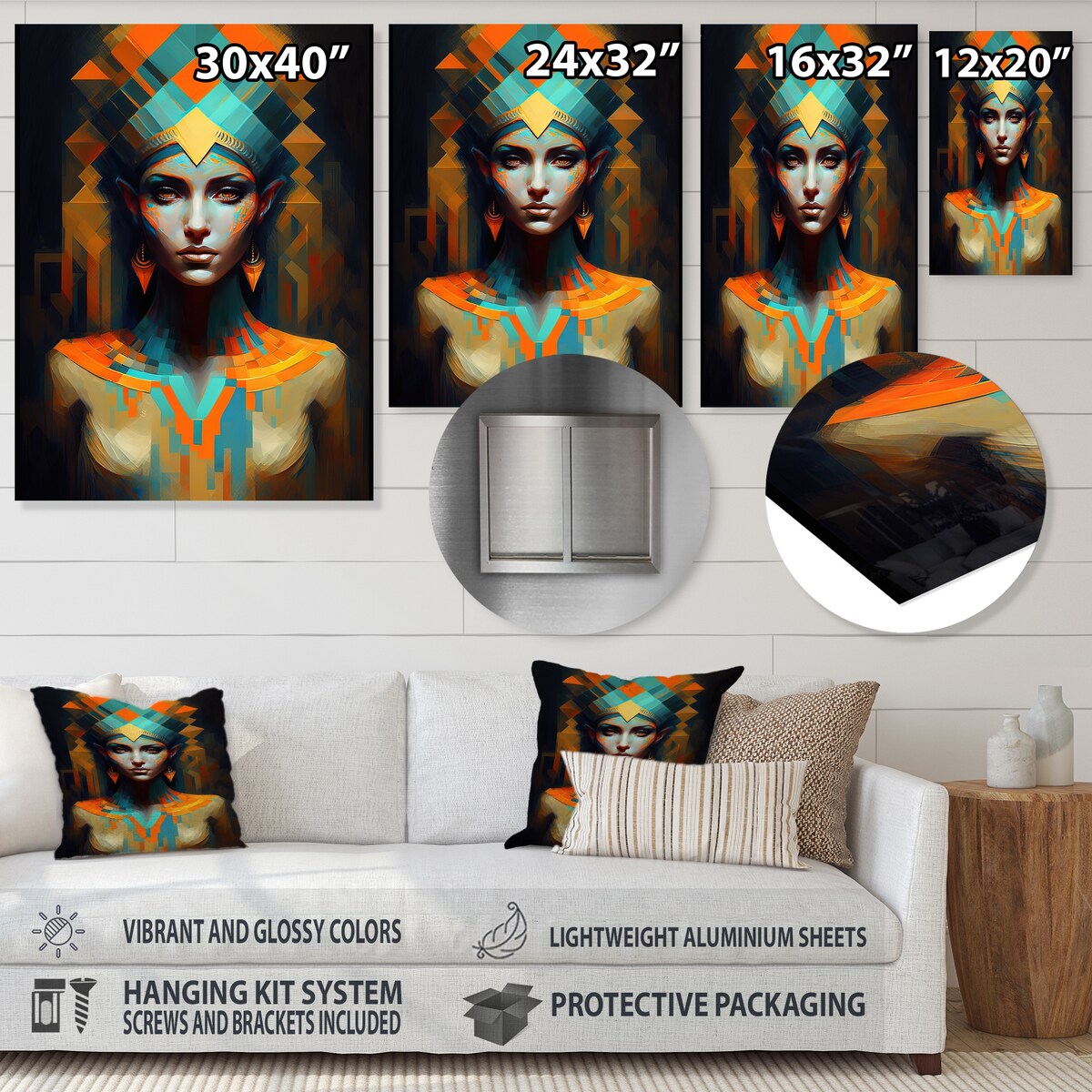 Designart 'Portrait Of Egyptian Goddess III' Woman Fashion Photography Metal Wall Art