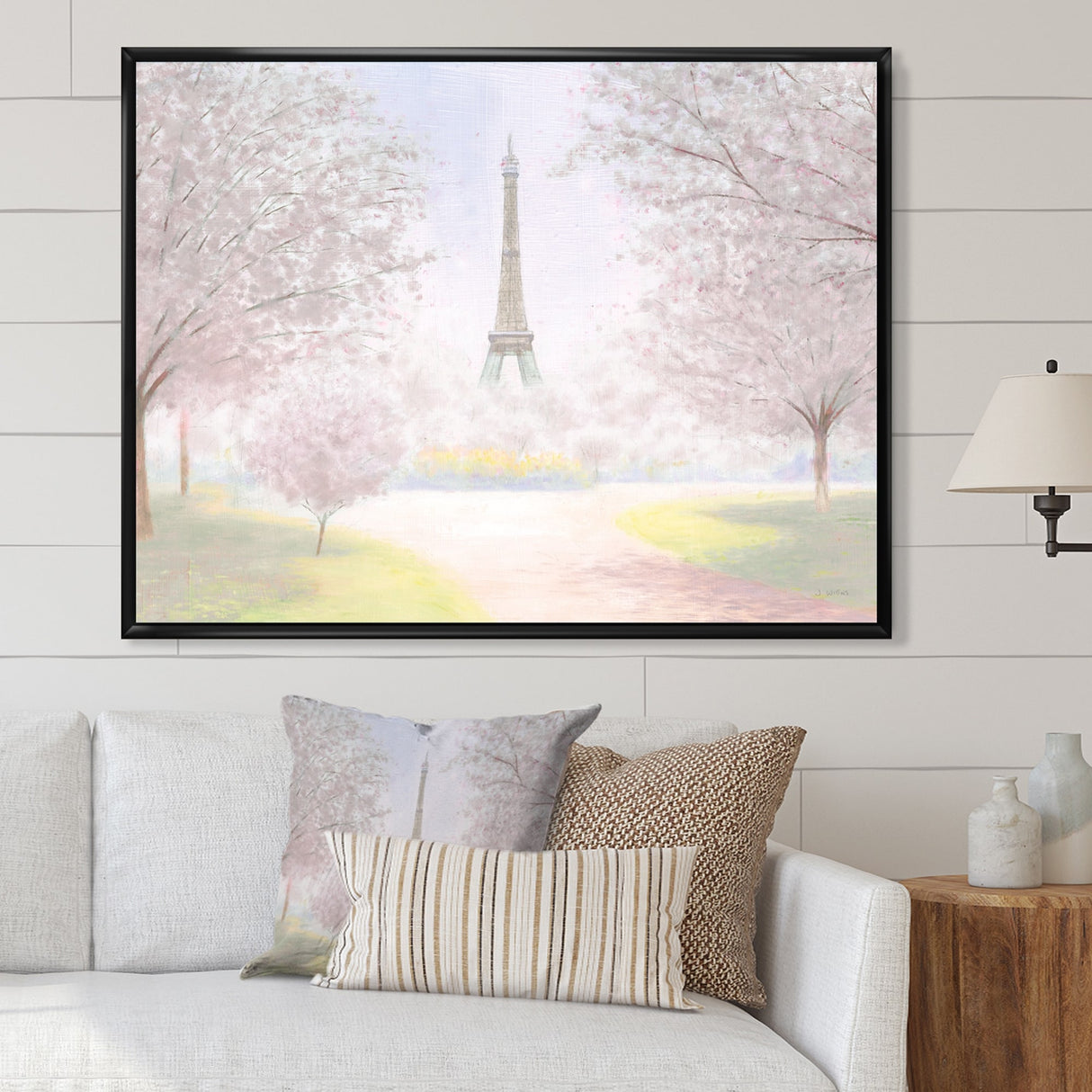Designart "Pretty Paris" Landscape Framed Canvas - Pink